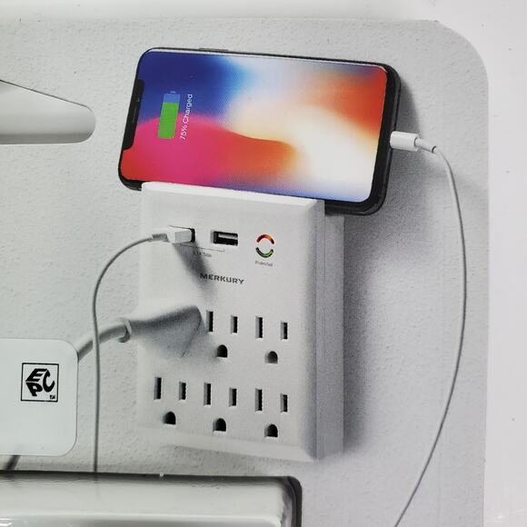 USB Wall Plate w/ Phone Holder - 2 USB + 6 Outlets - 3.1 Amp Fast Charging - NEW - Picture 4 of 8